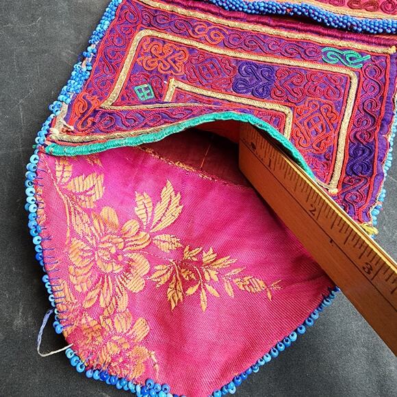 Kuchi Embroidered Pouch Wallet Central Asian Handmade Beaded Floral Accent - Picture 6 of 7